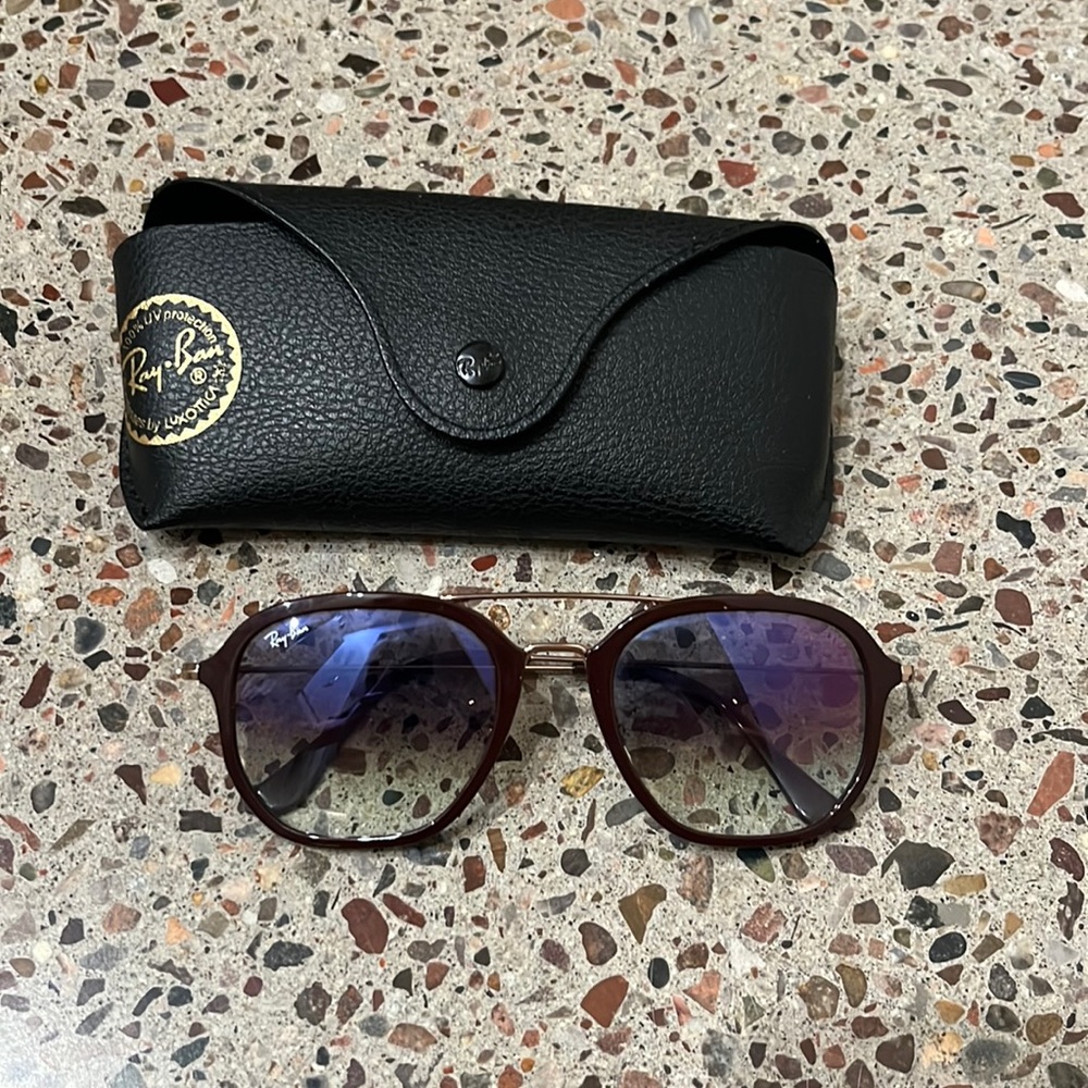 Dark plum color Ray ban sunglasses with gradient lenses